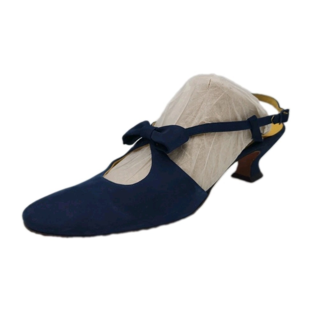 Vintage 50s 60s DeLiso Debs By Palter Deliso Blue Suede Kitten Heel Pumps Sz 9